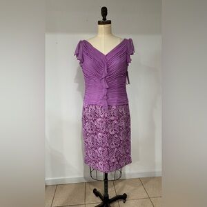 Purple JOVANI sleeveless dress with lace plus size